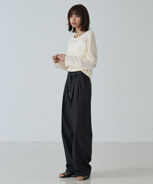 abahouse mavie(アバハウスマヴィ)の「【ヘルシーな透け感】シアーフライスロンT(Tシャツ/カットソー・レディース・モカ/アイボリー/サックスブルー/ブラック/オフホワイト・フリー)」の10枚目の写真