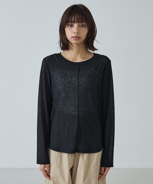 abahouse mavie(アバハウスマヴィ)の「【ヘルシーな透け感】シアーフライスロンT(Tシャツ/カットソー・レディース・モカ/アイボリー/サックスブルー/ブラック/オフホワイト・フリー)」の21枚目の写真