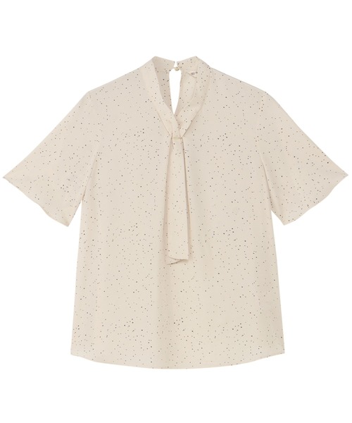 TOKYO SHIRTS（トウキョウシャツ）の「接触冷感 ジョーゼット ボウタイ ブラウス 半袖（シャツ/ブラウス・レディース・ネイビー/ベージュ・M/L/LL）」の2枚目の写真