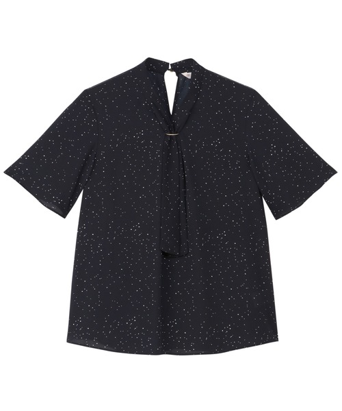 TOKYO SHIRTS（トウキョウシャツ）の「接触冷感 ジョーゼット ボウタイ ブラウス 半袖（シャツ/ブラウス・レディース・ネイビー/ベージュ・M/L/LL）」の9枚目の写真