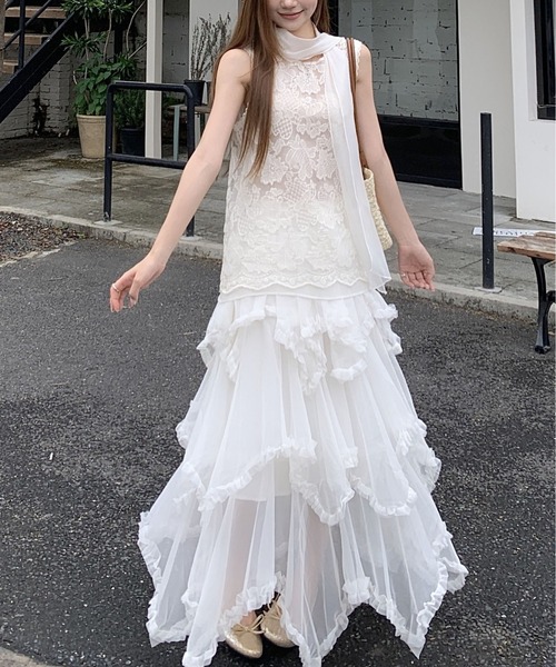 MAISON DE THERESE(メゾン ド テレーズ)の「チュールレースアップ フレアロングスカート(スカート・レディース・ブラック/ベージュ/ホワイト・M)」の22枚目の写真