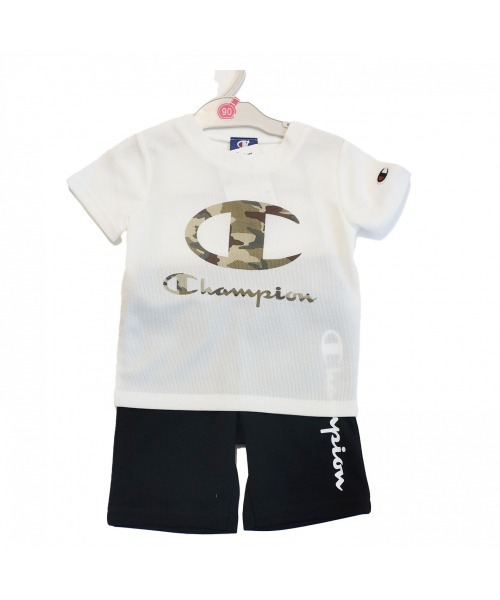 Champion(チャンピオン)の「Champion チャンピオン 半袖セットアップ(ロンパース・キッズ・ブラック/オフホワイト・80cm/90cm)」の3枚目の写真