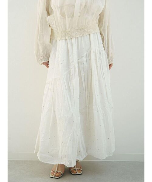 FIKA.（フィーカ）の「Square dot gather skirt（スカート・レディース・ブラック/オフホワイト・MEDIUM）」の5枚目の写真