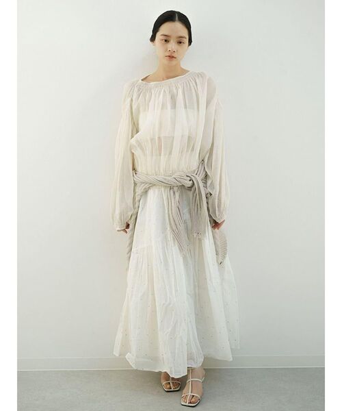 FIKA.（フィーカ）の「Square dot gather skirt（スカート・レディース・ブラック/オフホワイト・MEDIUM）」の7枚目の写真