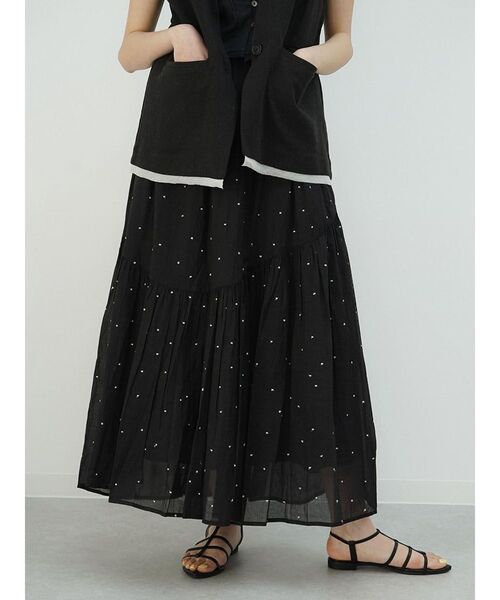 FIKA.（フィーカ）の「Square dot gather skirt（スカート・レディース・ブラック/オフホワイト・MEDIUM）」の10枚目の写真
