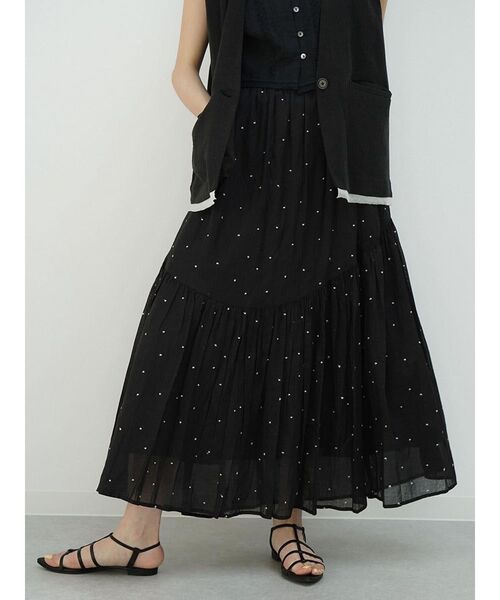 FIKA.（フィーカ）の「Square dot gather skirt（スカート・レディース・ブラック/オフホワイト・MEDIUM）」の11枚目の写真