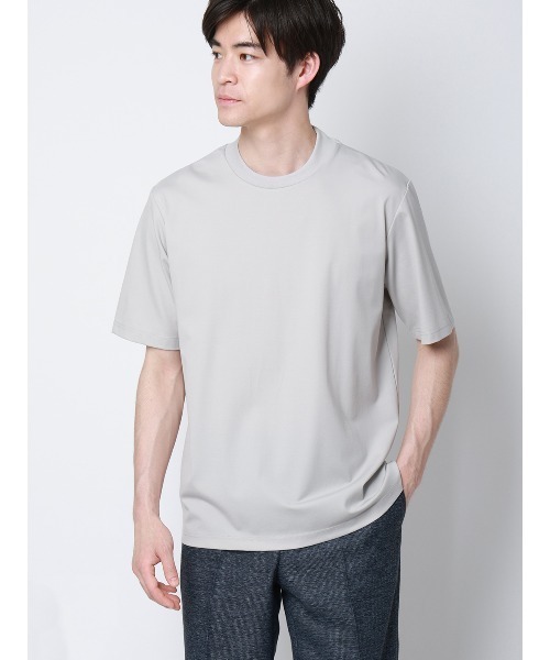 SUIT SQUARE(スーツスクエア)の「冷たいオフィT/Tシャツ/半袖/ウォッシャブル/接触冷感/UVカット/アイス鹿の子/無地(Tシャツ/カットソー・メンズ・グレー/ホワイト/ネイビー/ブルー・M/S/3L/LL/L)」の3枚目の写真