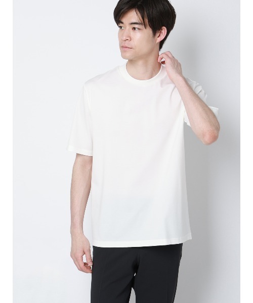 SUIT SQUARE(スーツスクエア)の「冷たいオフィT/Tシャツ/半袖/ウォッシャブル/接触冷感/UVカット/アイス鹿の子/無地(Tシャツ/カットソー・メンズ・グレー/ホワイト/ネイビー/ブルー・M/S/3L/LL/L)」の2枚目の写真
