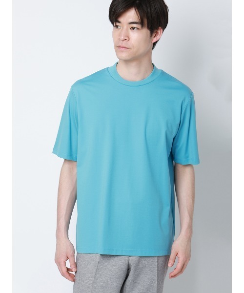 SUIT SQUARE(スーツスクエア)の「冷たいオフィT/Tシャツ/半袖/ウォッシャブル/接触冷感/UVカット/アイス鹿の子/無地(Tシャツ/カットソー・メンズ・グレー/ホワイト/ネイビー/ブルー・M/S/3L/LL/L)」の4枚目の写真
