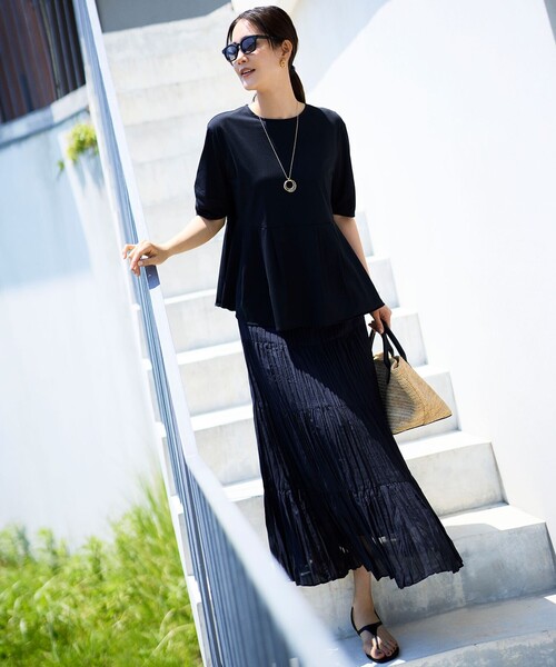 自由区（ジユウク）の「ペプラム Tシャツ（Tシャツ/カットソー・レディース・グレー系/ベージュ系/ブラック系/カーキ系/ブルー系/サックスブルー系・44/46）」の13枚目の写真