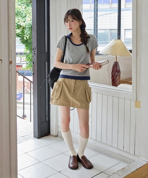 UNE MANSION(ユヌマンション)の「【UNE ORIGINAL】レイヤード風バイカラー襟デザインTシャツカットソー(Tシャツ/カットソー・レディース・ネイビー/グレー/ブラック・FREE)」の15枚目の写真