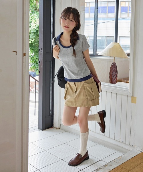 UNE MANSION(ユヌマンション)の「【UNE ORIGINAL】レイヤード風バイカラー襟デザインTシャツカットソー(Tシャツ/カットソー・レディース・ネイビー/グレー/ブラック・FREE)」の19枚目の写真