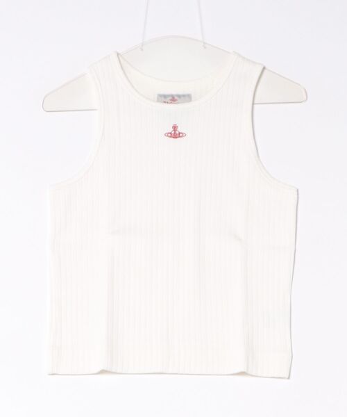 Vivienne Westwood(ヴィヴィアンウエストウッド)の「30-MVS引き揃え針抜きフライスキャミソール(Tシャツ/カットソー・レディース・ホワイト/ブラック/パープル・FREE)」の1枚目の写真