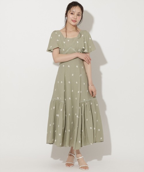 WILLSELECTION(ウィルセレクション)の「小花刺繍フレアスリーブワンピース(ワンピース・レディース・ダークブラウン/グリーン/ブラック/アイボリー・FREE)」の21枚目の写真