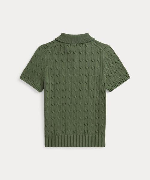 POLO RALPH LAUREN CHILDRENSWEAR(ポロ ラルフ ローレン チルドレンズウェア)の「ケーブルニット コットン ポロカラー セーター(ニット/セーター・キッズ・グリーン系2・S/L/XL)」の2枚目の写真