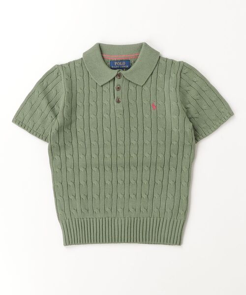 POLO RALPH LAUREN CHILDRENSWEAR(ポロ ラルフ ローレン チルドレンズウェア)の「ケーブルニット コットン ポロカラー セーター(ニット/セーター・キッズ・グリーン系2・S/L/XL)」の3枚目の写真