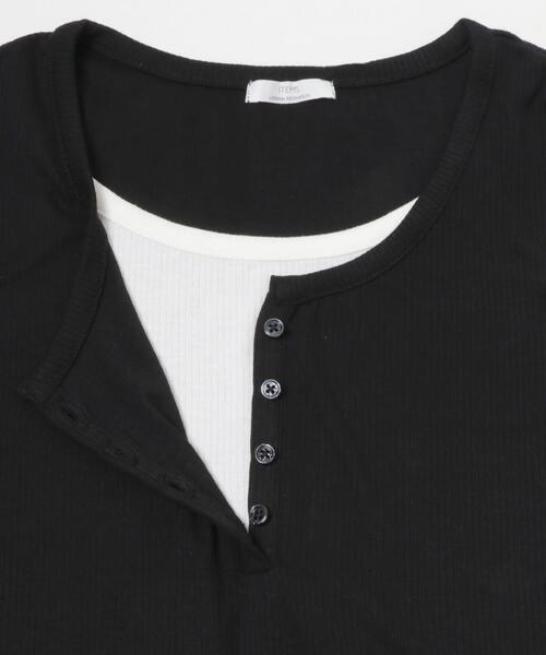 ITEMS URBANRESEARCH(アイテムズ アーバンリサーチ)の「リブレイヤード風Tシャツ(Tシャツ/カットソー・レディース・ブラック/モカ・FREE)」の5枚目の写真