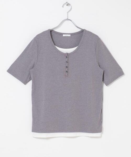 ITEMS URBANRESEARCH(アイテムズ アーバンリサーチ)の「リブレイヤード風Tシャツ(Tシャツ/カットソー・レディース・ブラック/モカ・FREE)」の11枚目の写真