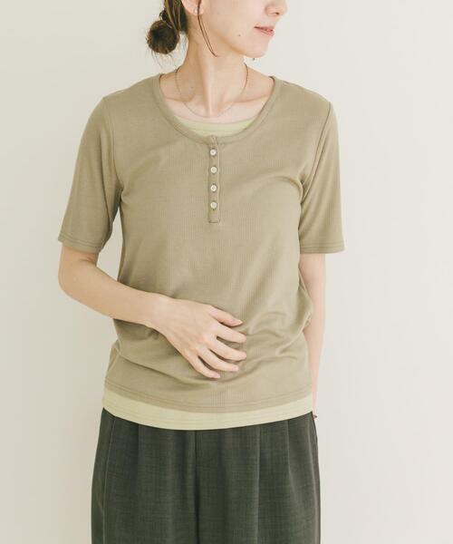 ITEMS URBANRESEARCH(アイテムズ アーバンリサーチ)の「リブレイヤード風Tシャツ(Tシャツ/カットソー・レディース・ブラック/モカ・FREE)」の15枚目の写真