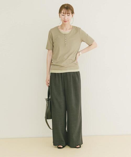 ITEMS URBANRESEARCH(アイテムズ アーバンリサーチ)の「リブレイヤード風Tシャツ(Tシャツ/カットソー・レディース・ブラック/モカ・FREE)」の18枚目の写真