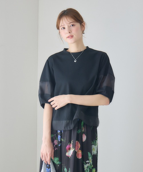 KATHARINE ROSS(キャサリンロス)の「オーガンジー切替パフプルオーバー(Tシャツ/カットソー・レディース・オフホワイト/ブラック・MEDIUM)」の15枚目の写真