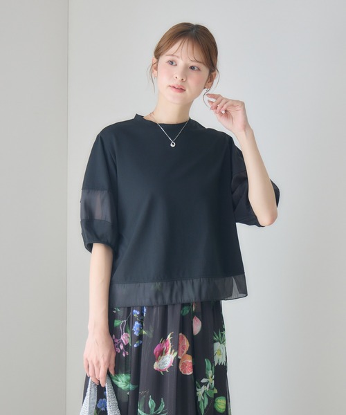KATHARINE ROSS(キャサリンロス)の「オーガンジー切替パフプルオーバー(Tシャツ/カットソー・レディース・オフホワイト/ブラック・MEDIUM)」の16枚目の写真