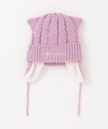 Champion（チャンピオン）の「Champion/チャンピオン　キッズ 耳付き ネコ刺繍 ケーブル ニットワッチ（ニットキャップ/ビーニー）」