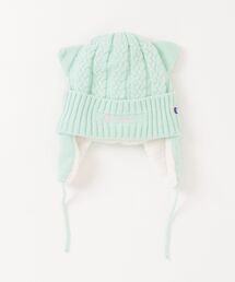 Champion（チャンピオン）の「Champion/チャンピオン　キッズ 耳付き ネコ刺繍 ケーブル ニットワッチ（ニットキャップ/ビーニー）」