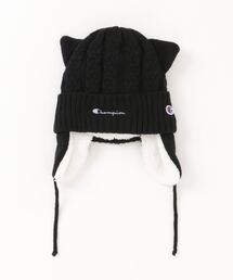 Champion（チャンピオン）の「Champion/チャンピオン　キッズ 耳付き ネコ刺繍 ケーブル ニットワッチ（ニットキャップ/ビーニー）」