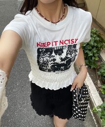 シャーリングプリントTシャツ