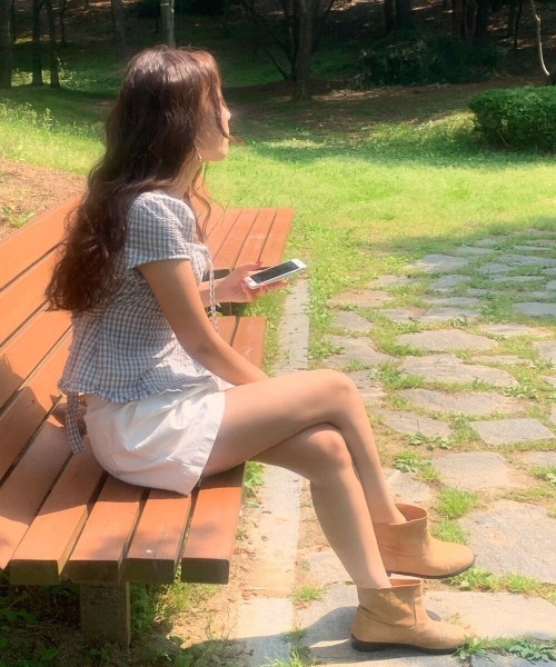 WEGO(ウィゴー)の「チェック柄裾フリルUネックシャツブラウス/トップス(シャツ/ブラウス・レディース・ブルー/ネイビー・SMALL/MEDIUM)」の10枚目の写真
