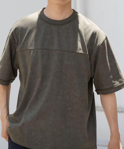 ITEMS URBANRESEARCH(アイテムズ アーバンリサーチ)の「ライトウェイト ムラ染めTシャツ(Tシャツ/カットソー・メンズ・グレー/カーキ/ブラック・LARGE/MEDIUM)」の1枚目の写真