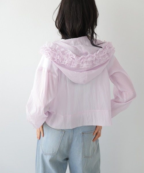 AMELY(エミリー)の「フードフリル シアーパーカー(パーカー・レディース・ベージュ/アイボリー/ブラック/ピンク・フリー)」の15枚目の写真
