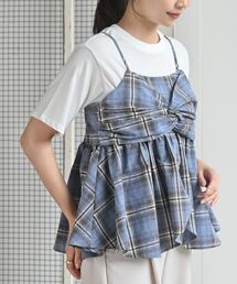 チェック柄リボンキャミソール