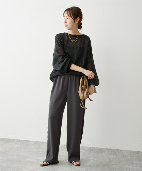 Spick & Span(スピックアンドスパン)の「ジョーゼットレースイージーパンツ(その他パンツ・レディース・チャコールグレー/ライトグレー・38/36)」の3枚目の写真
