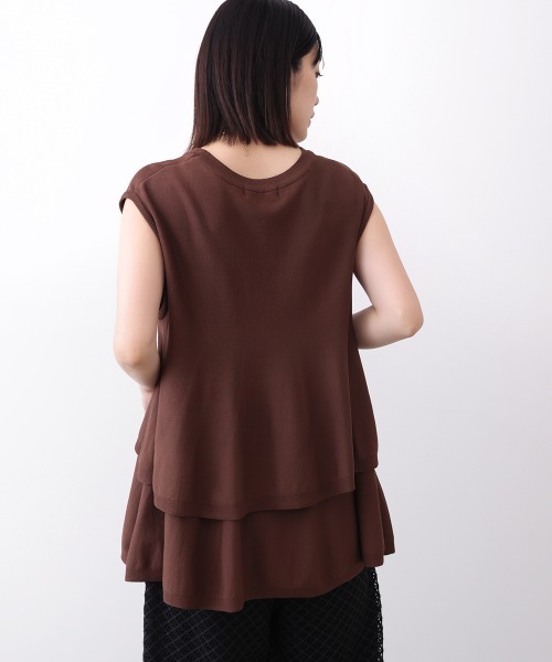 Bou Jeloud(ブージュルード)の「【接触冷感】ペプラムノースリーブニット(Tシャツ/カットソー・レディース・ブラック/ブラウン/オレンジ・FREE)」の21枚目の写真