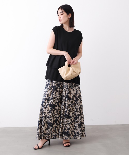 Bou Jeloud(ブージュルード)の「【接触冷感】ペプラムノースリーブニット(Tシャツ/カットソー・レディース・ブラック/ブラウン/オレンジ・FREE)」の4枚目の写真