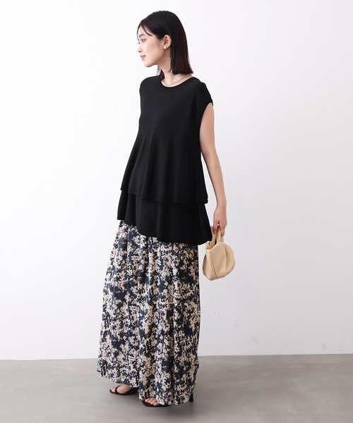 Bou Jeloud(ブージュルード)の「【接触冷感】ペプラムノースリーブニット(Tシャツ/カットソー・レディース・ブラック/ブラウン/オレンジ・FREE)」の7枚目の写真
