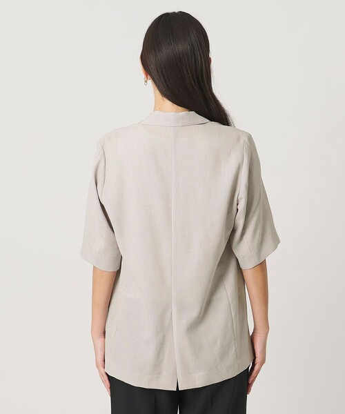 A DAY IN THE LIFE UNITED ARROWS（アデイインザライフユナイテッドアローズ）の「シアーツイル ダブル ショートスリーブジャケット ‐マシンウォッシャブル‐＜A DAY IN THE LIFE＞（テーラードジャケット・レディース・ナチュラル/ネイビー・FREE）」の7枚目の写真