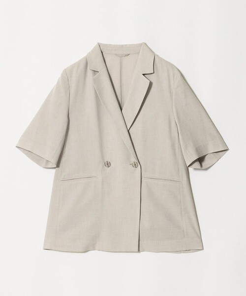 A DAY IN THE LIFE UNITED ARROWS（アデイインザライフユナイテッドアローズ）の「シアーツイル ダブル ショートスリーブジャケット ‐マシンウォッシャブル‐＜A DAY IN THE LIFE＞（テーラードジャケット・レディース・ナチュラル/ネイビー・FREE）」の8枚目の写真