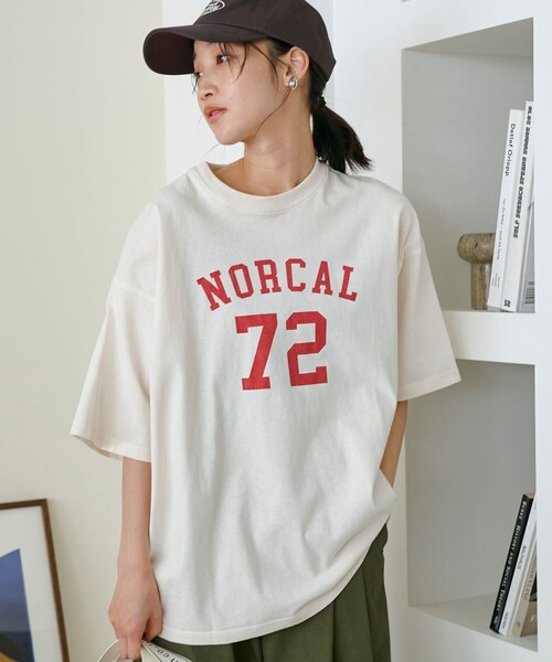 coen(コーエン)の「【汗染み軽減】アソートナンバリングロゴプリント オーバーサイズゆるTシャツ(Tシャツ/カットソー・レディース・ダークグレー/ナチュラル/ベージュ・L/M)」の3枚目の写真