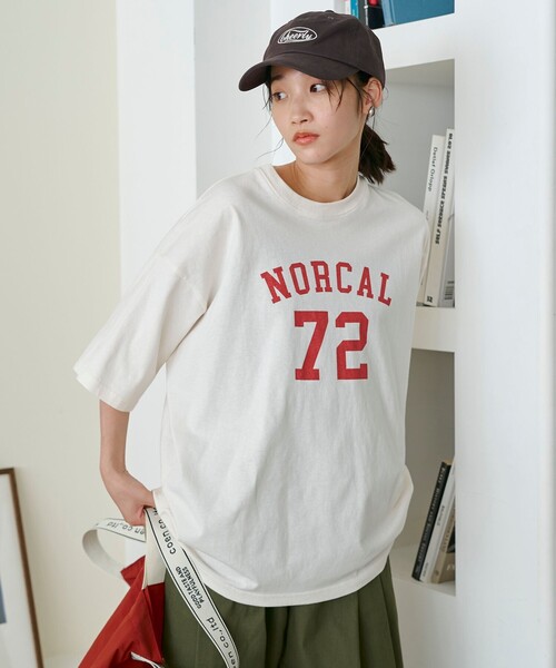 coen(コーエン)の「【汗染み軽減】アソートナンバリングロゴプリント オーバーサイズゆるTシャツ(Tシャツ/カットソー・レディース・ダークグレー/ナチュラル/ベージュ・L/M)」の15枚目の写真