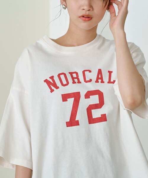 coen(コーエン)の「【汗染み軽減】アソートナンバリングロゴプリント オーバーサイズゆるTシャツ(Tシャツ/カットソー・レディース・ダークグレー/ナチュラル/ベージュ・L/M)」の17枚目の写真
