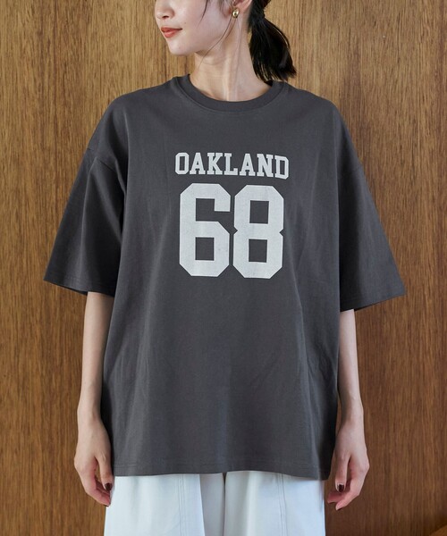 coen(コーエン)の「【汗染み軽減】アソートナンバリングロゴプリント オーバーサイズゆるTシャツ(Tシャツ/カットソー・レディース・ダークグレー/ナチュラル/ベージュ・L/M)」の21枚目の写真