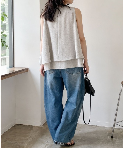 Human 2nd Occasion(ヒューマンセカンドオケージョン)の「サマーツイードレイヤード風ノースリーブブラウス(シャツ/ブラウス・レディース・ライトグレー/ナチュラル・FREE)」の10枚目の写真