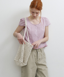 Pin-tuck lace blouse [KNSS09BL18]_Lavender