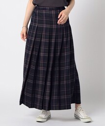 チェック柄ロングプリーツスカート