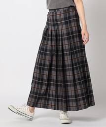 チェック柄ロングプリーツスカート