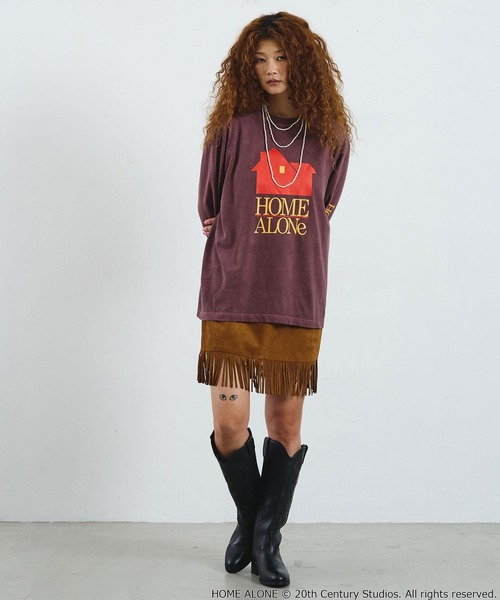 ROSE BUD(ローズバッド)の「CREOLME/HOME ALONE L/S TEE(Tシャツ/カットソー・レディース・ブラック/バーガンディー・ONE SIZE)」の7枚目の写真
