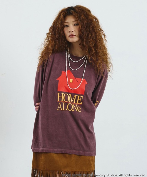 ROSE BUD(ローズバッド)の「CREOLME/HOME ALONE L/S TEE(Tシャツ/カットソー・レディース・ブラック/バーガンディー・ONE SIZE)」の4枚目の写真